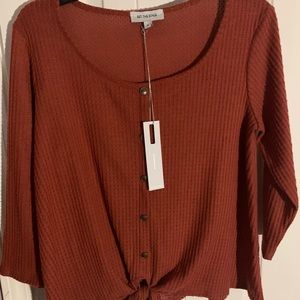 Set the Stage Women Orange Rustic Color Top Sz S NWT